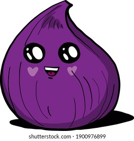Cute purple fig, illustration, vector on a white background.