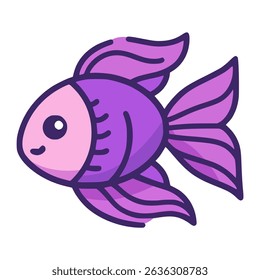 cute purple fish pet animal flat color vector illustration template design
