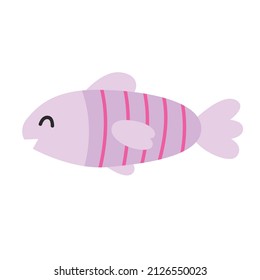 Cute purple fish. Vector childish illustration