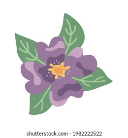 flor morada adorable con hojas