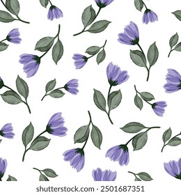 cute purple flower seamless pattern for fabric