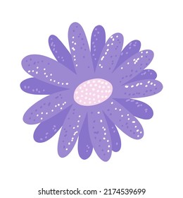 Cute purple flower with texture, design element for postcards, invitations