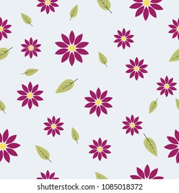 Cute purple flowers seamless pattern background vector illustration for design