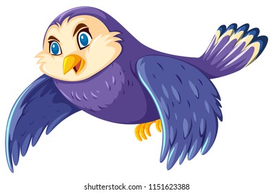 Cute purple flying bird illustration