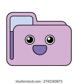 Cute purple folder icon with happy face for organization