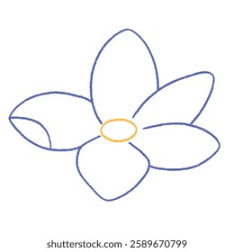 cute purple forget me not flower doodle hand drawn line art illustration