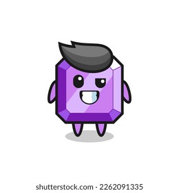 linda mascota de gema morado con cara optimista, diseño de estilo lindo para camiseta, pegatina, elemento logotipo