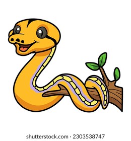 Cute purple golden child cartoon on tree branch