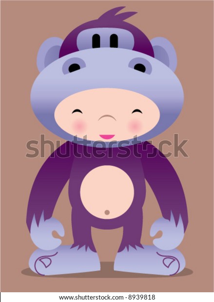 Cute Purple Gorilla Vector Manga Illustration Stock Vector (Royalty ...