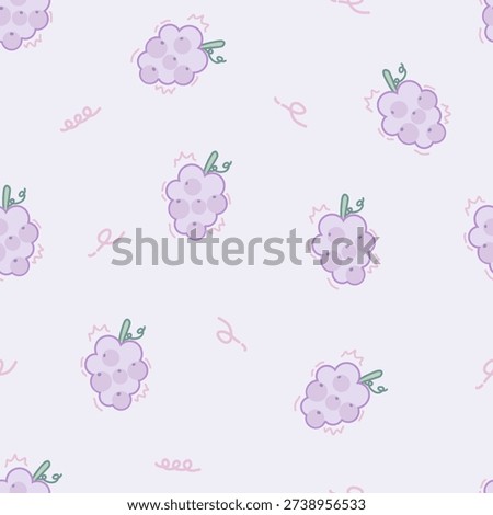 Cute purple grape fruit vector seamless pattern. Summer or spring seasonal farming fruit for wallpaper, textile, background, stationery, wrapping, card, and phone cases.