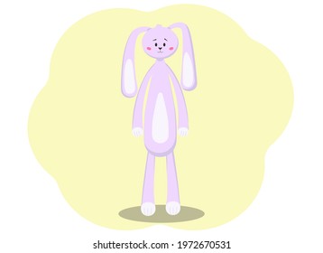 Cute purple hare with long ears and paws. Vector illustration for children