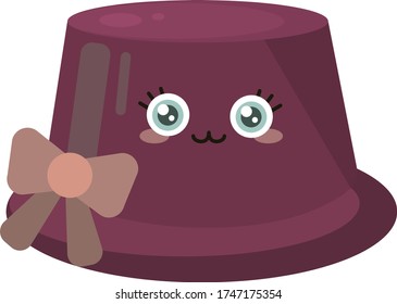 Cute purple hat , illustration, vector on white background