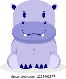 Cute purple hippo Hippopotamus animals. for kids and baby product or printing. Flat vector illustration and editable.