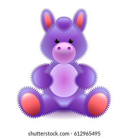 Cute purple horse soft toy isolated on white vector illustration