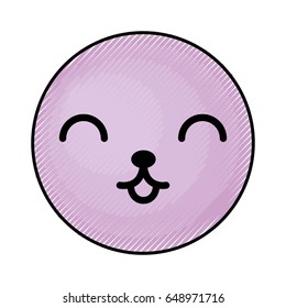 cute purple kawaii emoticon face