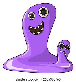 Cute Purple Liquid Monster mit kleinem Monster, Halloween Funny Clip Art