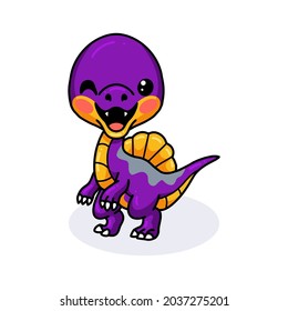 Cute purple little dinosaur cartoon