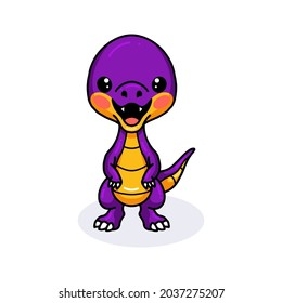 Cute purple little dinosaur cartoon standing