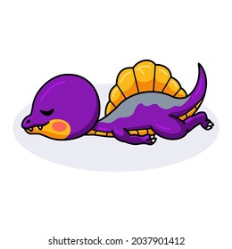Cute purple little dinosaur cartoon sleeping