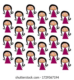CUTE PURPLE LITTLE GALS / GIRLS ILLUSTRATION 