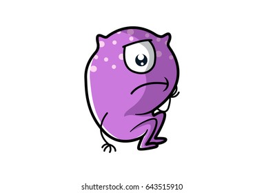 Cute Purple Monster Angry. Vector Illustration. Isolated on white background.