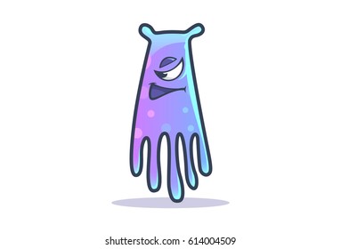 Cute purple Monster Annoyed. Vector Illustration. Isolated on  white background.