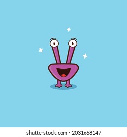 Cute Purple Monster With Blue Background And Exspression