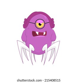 Cute Purple Monster. Isolated on white Vector Illustration