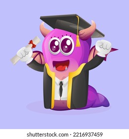 Cute purple monster just graduated. Perfect for kids, small business or e-Commerce, merchandise and sticker, banner promotion, blog or vlog channel
