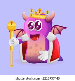 Cute purple monster king. Perfect for kids, small business or e-Commerce, merchandise and sticker, banner promotion, blog or vlog channel
