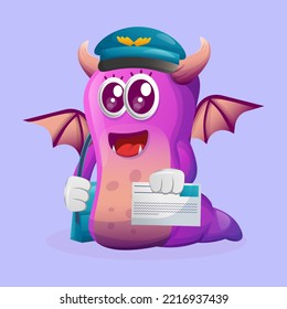 Cute purple monster postman. Perfect for kids, small business or e-Commerce, merchandise and sticker, banner promotion, blog or vlog channel
