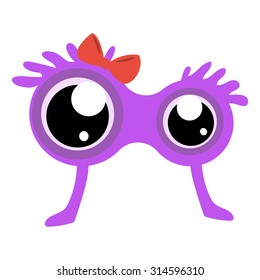 Cute purple monster with ribbon