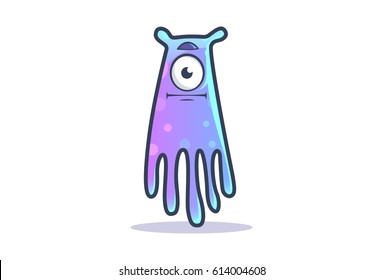 Cute purple Monster Shocked. Vector Illustration. Isolated on  white background.