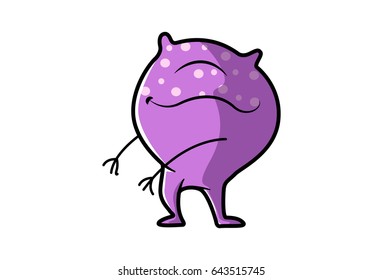 Cute Purple Monster sleepwalking. Vector Illustration. Isolated on white background.