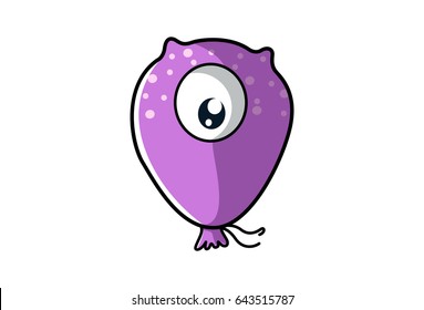 Cute Purple Monster Upset. Vector Illustration. Isolated on white background.