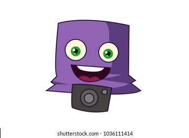 Cute purple Monster. Vector Illustration. Isolated on white background.