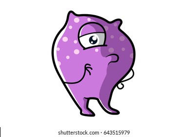Cute Purple Monster . Vector Illustration. Isolated on white background.