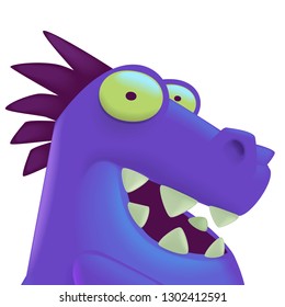 Cute purple monster with yellow eyes.Cartoon llustration.