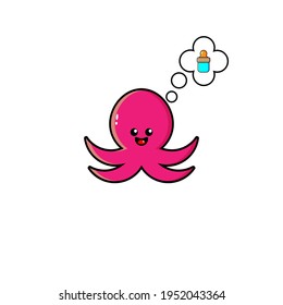 Cute purple octopus vector design imagining dot