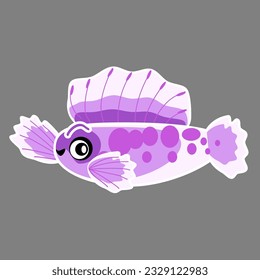 cute purple ornamental fish waving in the open sea