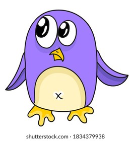 cute purple penguin. cartoon illustration sticker emoticon