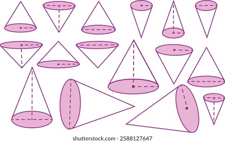 Cute purple pink cone set for math exercise