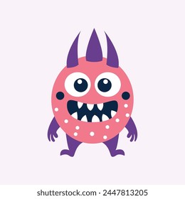 A cute purple and pink funny monster cartoon vector illustration clipart design