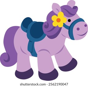 
cute purple pony cartoon vector illustration