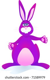 Cute purple rabbit in the act of showing, vector