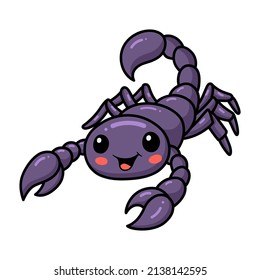 Cute Purple Scorpion Cartoon Character