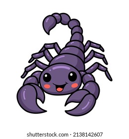 Cute purple scorpion cartoon character