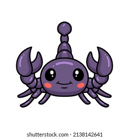 Cute purple scorpion cartoon character