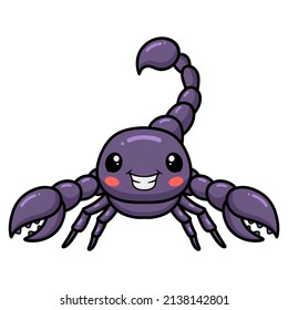 Cute Purple Scorpion Cartoon Character