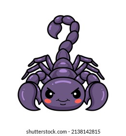 Cute purple scorpion cartoon character